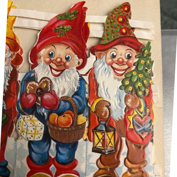 Vintage EAS Germany Die Cut Paper Scraps Christmas Elves Gnomes EAS 3140 - Picture 6 of 9